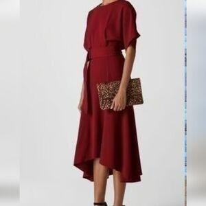 NWT Whistles Red High-Low Belted Dress